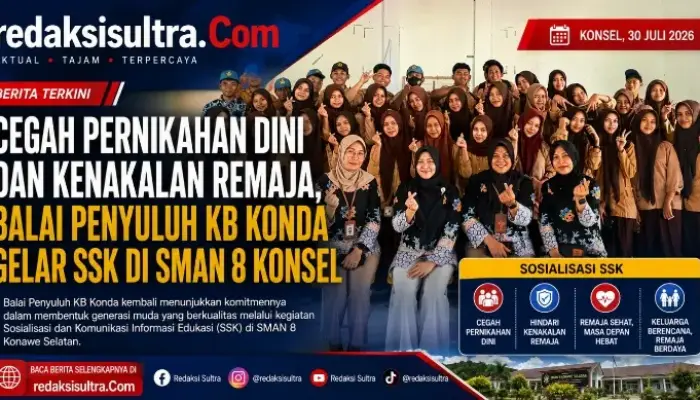 Cegah Pernikahan Dini dan Kenakalan Remaja, Balai Penyuluh KB Konda Gelar SSK di SMAN 8 Konsel