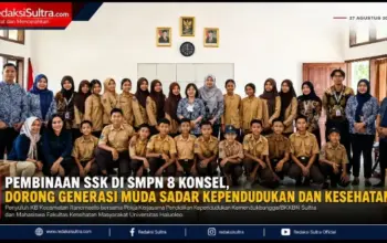 Perkuat Edukasi Kependudukan, Penyuluh KB Ranomeeto Bersama UHO Bina SSK di SMPN 8 Konsel