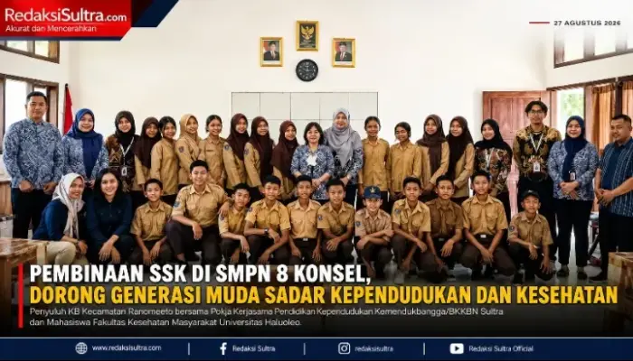 Perkuat Edukasi Kependudukan, Penyuluh KB Ranomeeto Bersama UHO Bina SSK di SMPN 8 Konsel