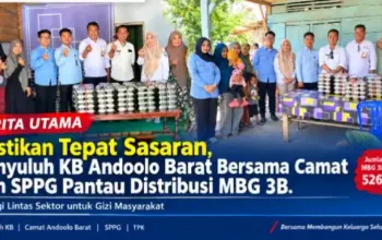 Pastikan Tepat Sasaran, Penyuluh KB Andoolo Barat Bersama Camat dan SPPG Pantau Distribusi MBG 3B