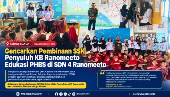 Gencarkan Pembinaan SSK, Penyuluh KB Ranomeeto Edukasi PHBS di SDN 4 Ranomeeto