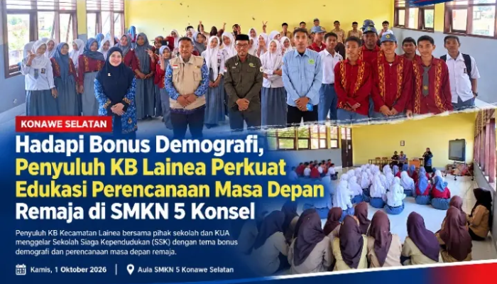 Hadapi Bonus Demografi, Penyuluh KB Lainea Perkuat Edukasi Perencanaan Masa Depan Remaja di SMKN 5 Konsel